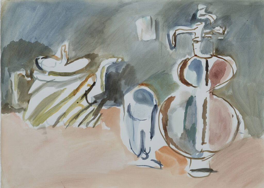 Hanny Fries: Ohne Titel [Krug und Kanne], um 1962, Aquarell auf Papier, Inv.Nr. HF 163. © Stiftung Righini-Fries, Zürich