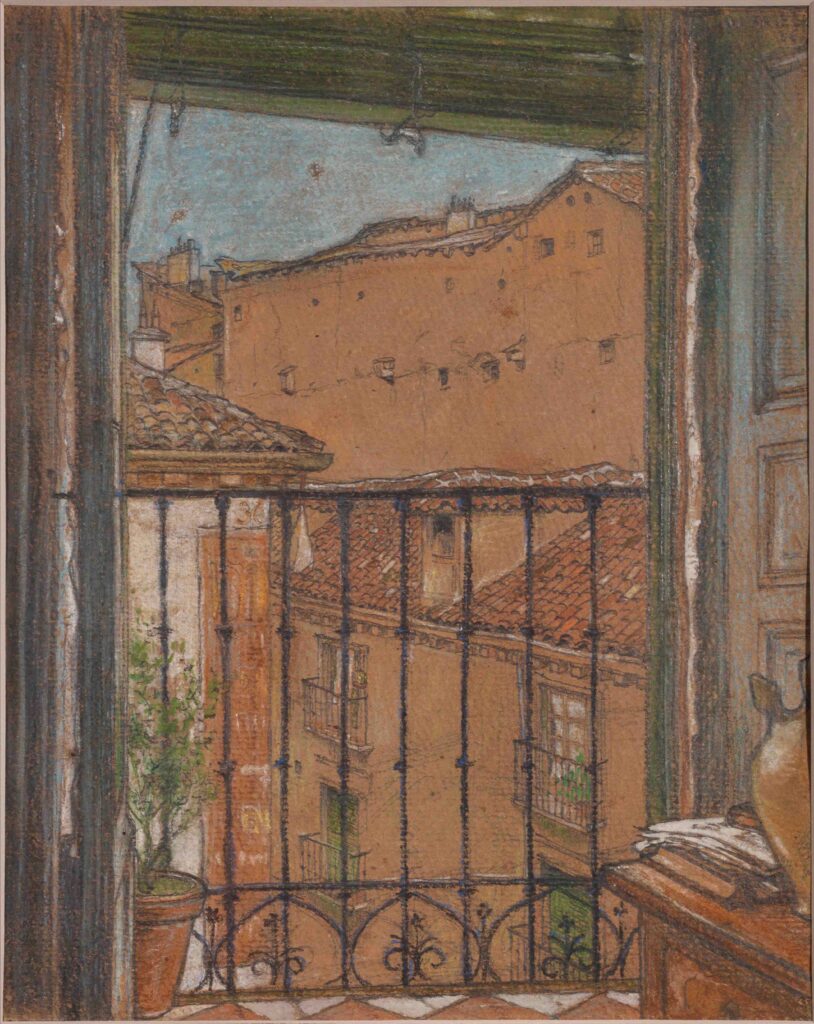 Willy Fries: Der Balkon in Madrid, Pastell auf Karton, 1906, Inv.Nr. WF 123. Foto: Reto Pedrini © Stiftung Righini-Fries Zürich