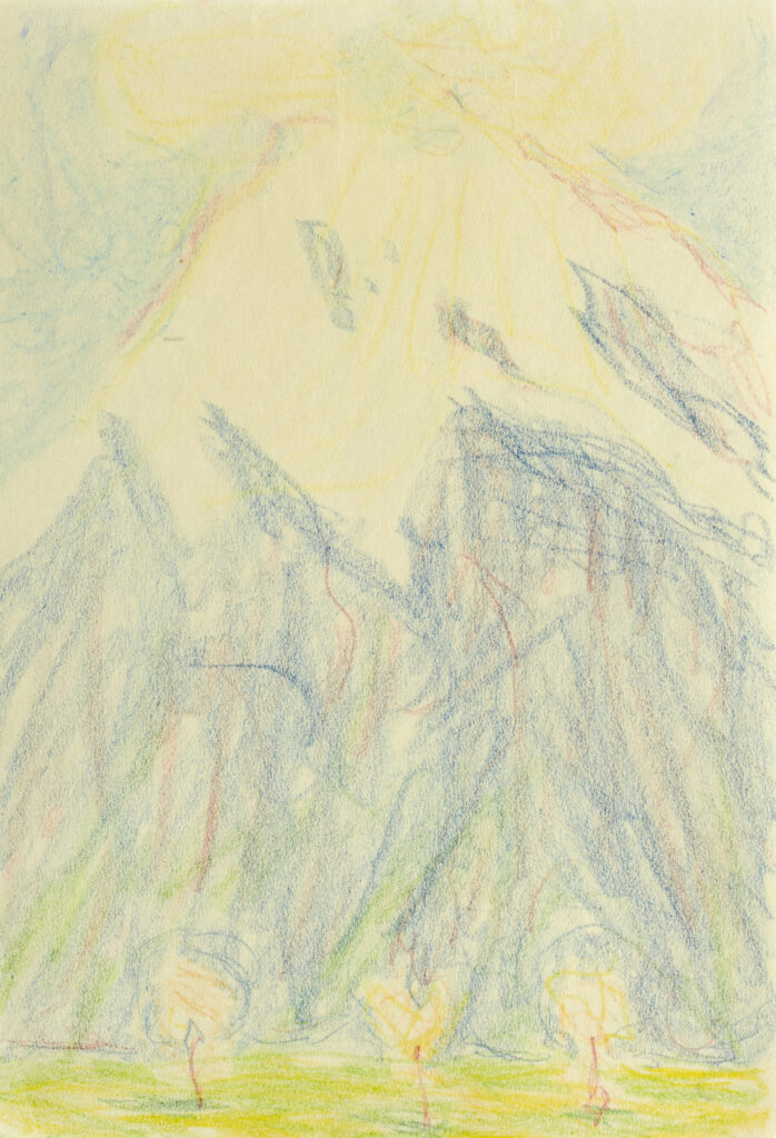 Sigismund Righini: Ohne Titel [Schneeberg im Frühling II], 28.4.1926, Farbstift auf Papier, Inv.Nr. SR 517.2. © Stiftung Righini-Fries Zürich